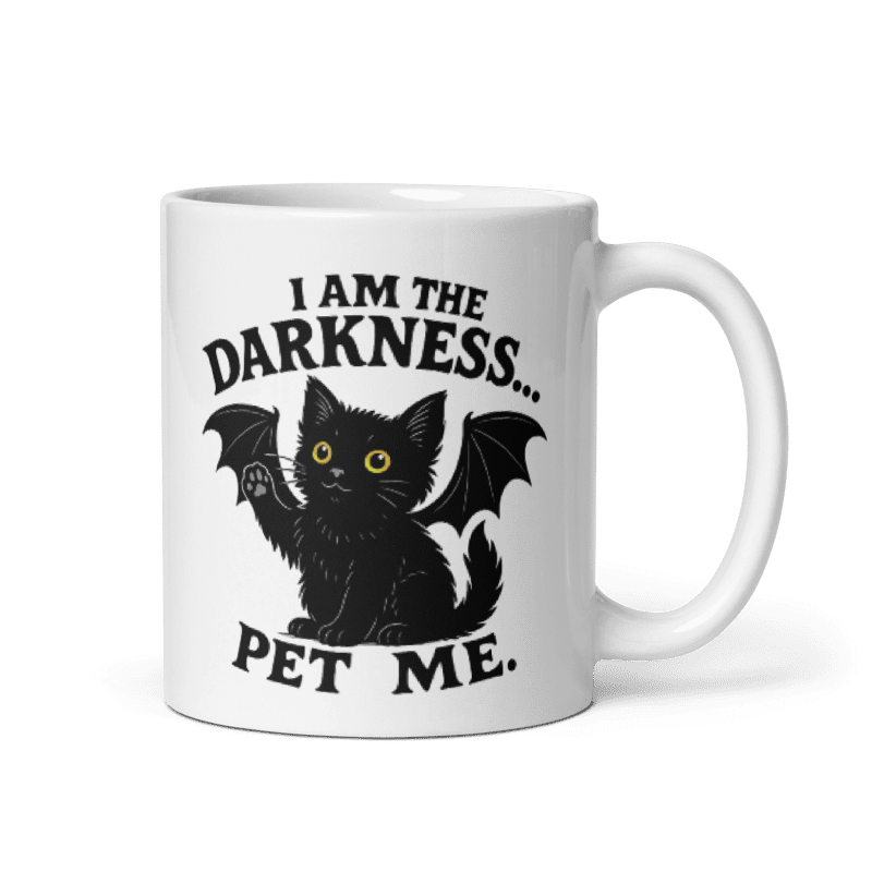 Mug Blanc Brillant - Chat fantastique sombre mais mignon