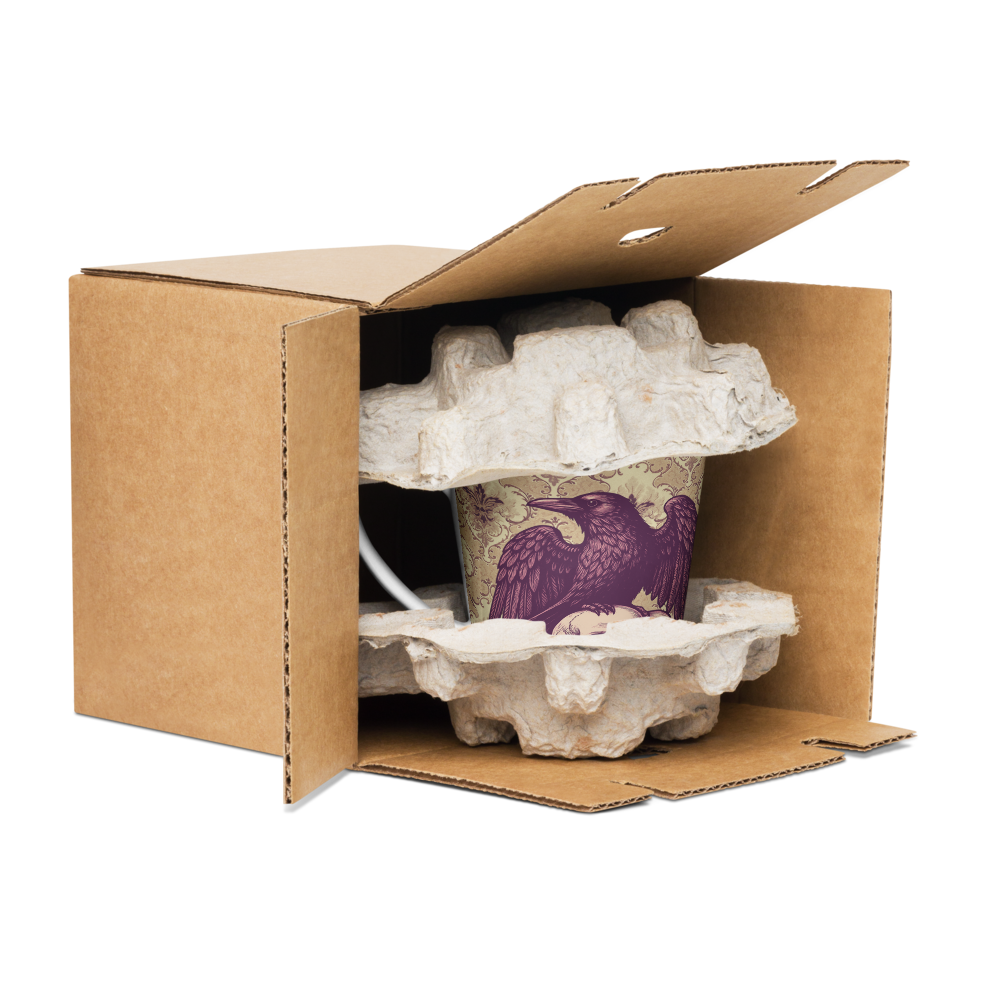 Mug à café latte gothique corbeau & crânes – Style dark chic