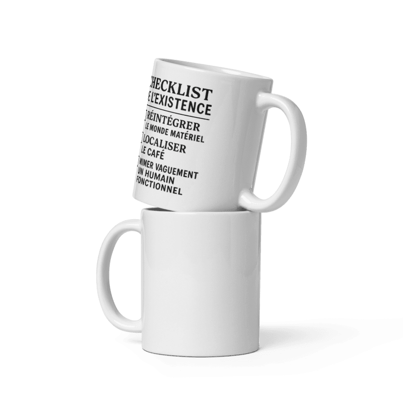 Mug Blanc Brillant Checklist de l’existence