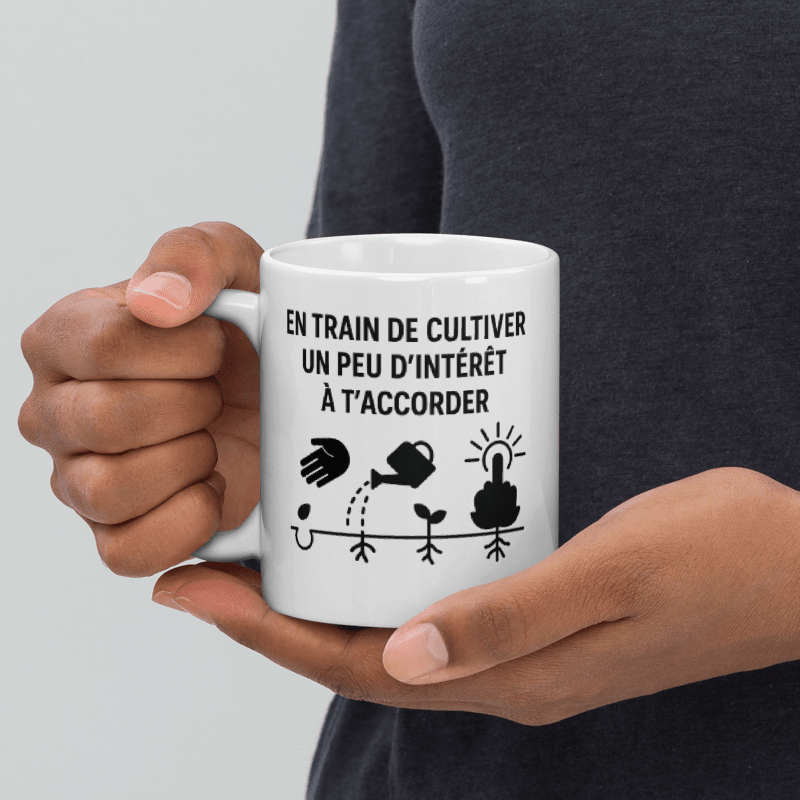 Mug Blanc Brillant “Cultivons un peu d’intérêt”