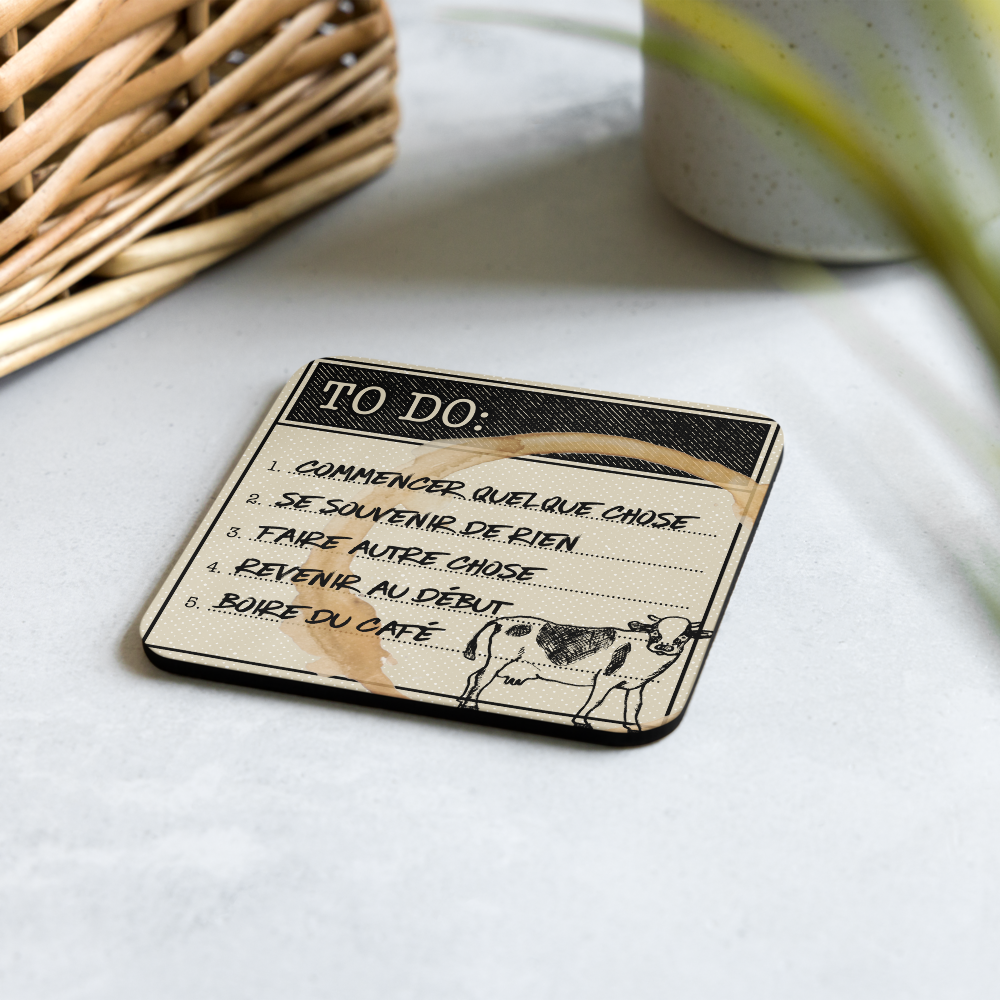 Sous-verres en liège “To-Do List” – Pour cerveaux désorganisés mais hydratés