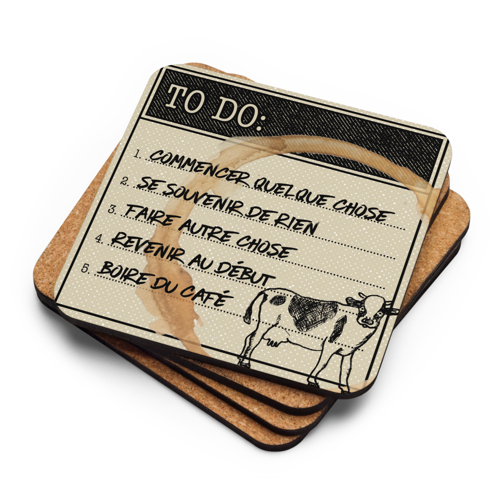 Sous-verres en liège “To-Do List” – Pour cerveaux désorganisés mais hydratés
