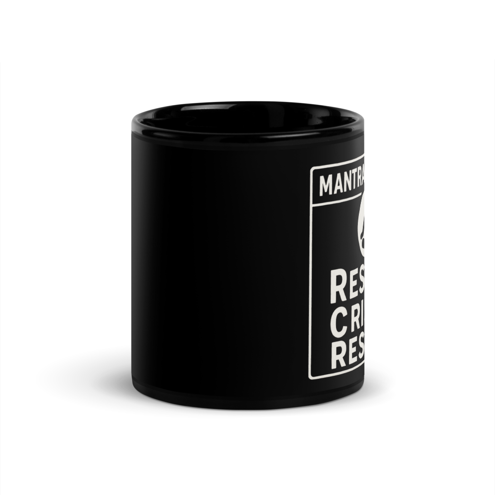 Mug brillant noir Mantra du jour” — Respire, criss, respire.