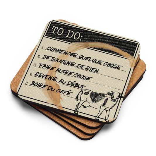 Sous-verres en liège “To-Do List” – Pour cerveaux désorganisés mais hydratés