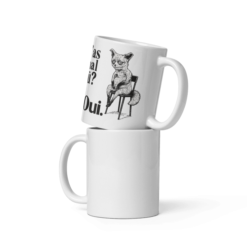 Mug Blanc Brillant T’as mal où? – Oui.
